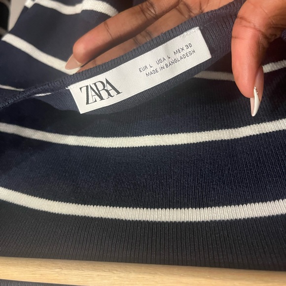 NWOT Zara Navy blue and white knit tank top - Picture 7 of 7
